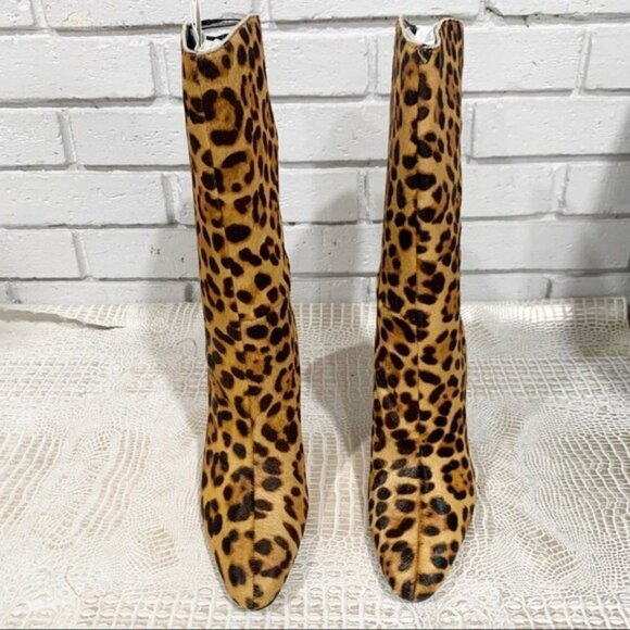 Zara Women’s Animal Print Heeled Leather Ankle Boots - Picture 14 of 15